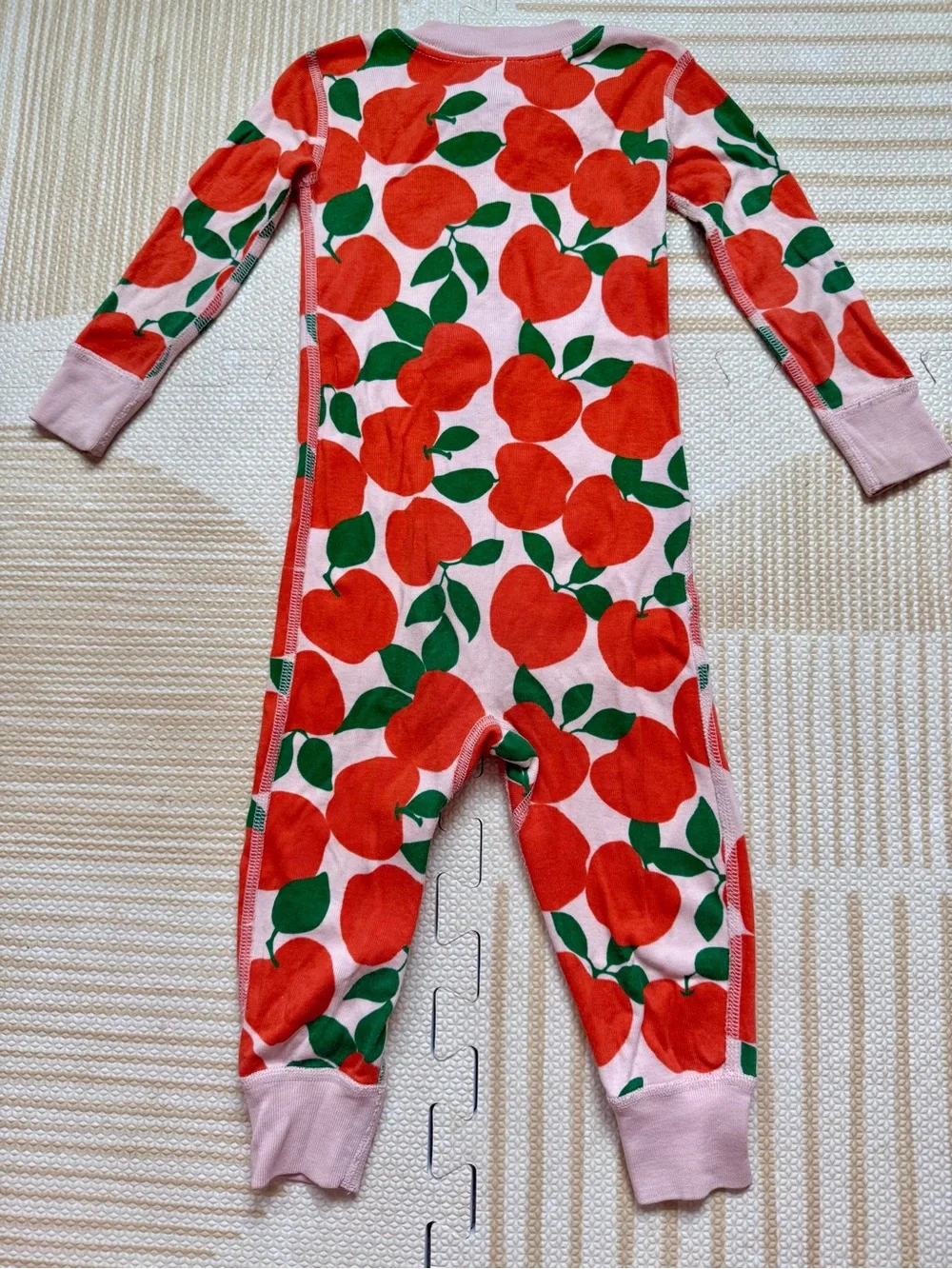 Hanna Andersson Pink Onesie with Red Apple Print